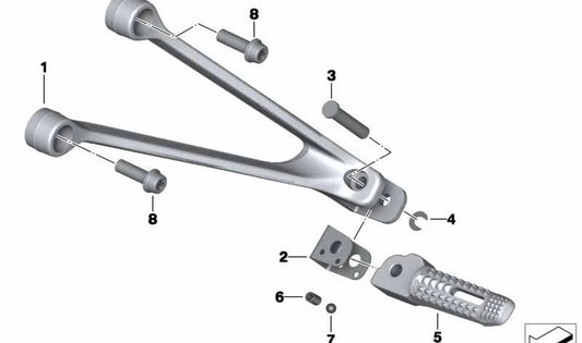 Soporte reposapiés trasero derecho OEM 46718562400 para BMW Motorrad S 1000 R (K47). Original BMW Motorrad.