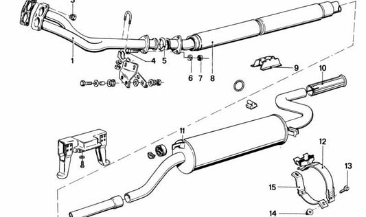 Abrazadera de escape OEM 18211246031 para BMW E12. Original BMW.