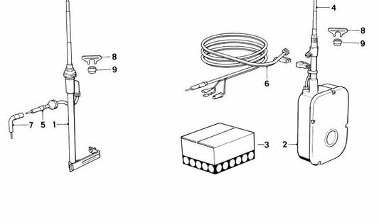 Kit d'antenne automatique OEM 65221368158 pour BMW E12. Remplacement BMW d'origine.