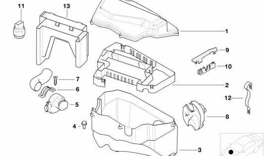Caja inferior sin ventilador OEM 12901706412 para BMW Serie 5 E39. Original BMW.