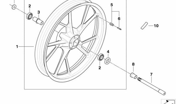 Espaciador (Distanzbuchse) OEM 36312345823 para BMW Motorrad F 650 GS, G 650 GS, G 650 GS Sertão. Compatible con modelos FR13, FK72, GR13. Original BMW Motorrad.