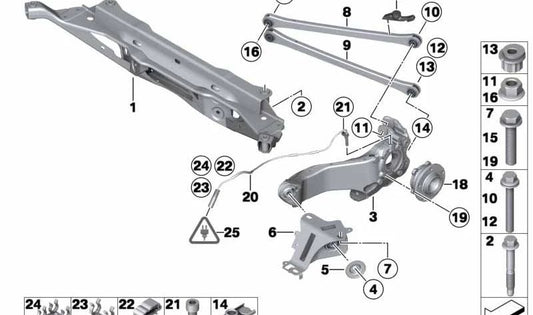 Soporte del eje trasero OEM 33319804721 para MINI Countryman R60, Paceman R61. Original MINI.