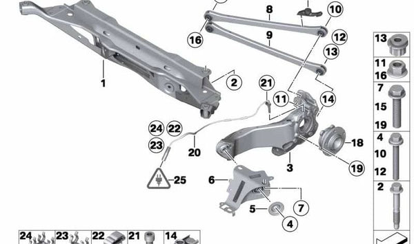 Soporte del eje trasero OEM 33319804721 para MINI Countryman R60, Paceman R61. Original MINI.