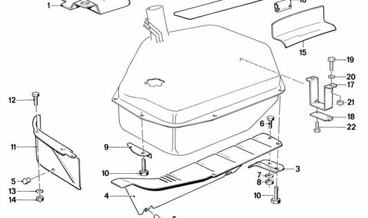 Placa soporte depósito combustible OEM 16111178454 para BMW E28, E24. Original BMW.