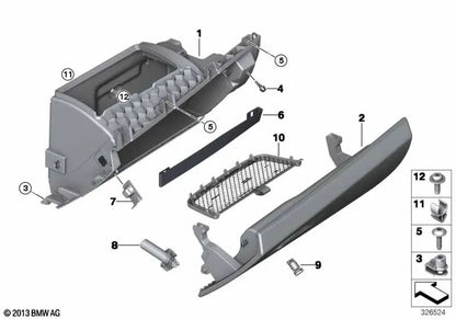 Tapa guantera izquierda OEM 51169287305 para BMW X5 F15 xDrive25d, xDrive30d, xDrive35d, xDrive40d. Original BMW.