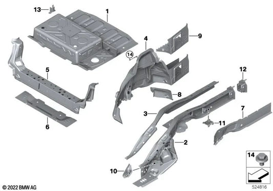 Traversa posteriore destra per BMW Serie 1 F52, Serie 2 F46, F46N, X1 F48, F48N, F49, F49N, U11, U12 (OEM 41009627770). BMW originale.