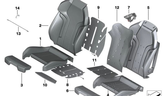 M Sportlehne Leather Left Hand Drive Cover for BMW 3 Series G80, G81, 4 Series G82, G83 (OEM 52108067309). Original BMW.