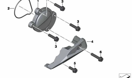 Tapa cigüeñal negra OEM 11148564051 para BMW Motorrad K 1600 GT, K 1600 GTL, K 1600 Bagger... y más. Original BMW Motorrad.