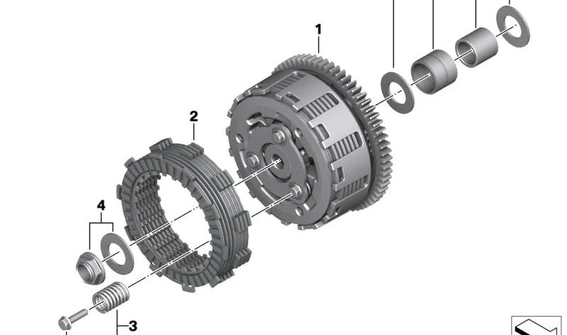 Embreagem OEM 21217921910 para BMW Motorrad G 310 R, G 310 GS, G 310 RR. Originais BMW Motorrad.