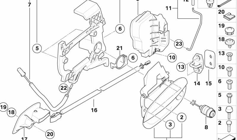 Scattatura a porte stampata esterna destra per BMW E85, E86 (OEM 51217197328). BMW originale