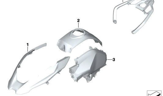 Central De tank cover OEM 4663856788 for BMW Motorrad R1200gs (K50), R1200gs Adventure (K51), R1250gs (K50), R1250gs Adventure (K51). Original BMW Motorrad.