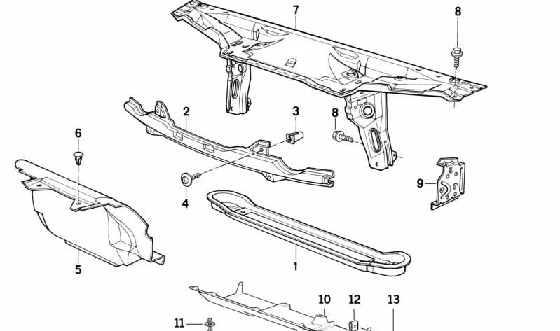Soporte izquierdo paragolpes delantero OEM 41148107687 para BMW Serie 5 E34 (todos los modelos compatibles). Original BMW.