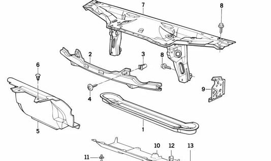 Soporte izquierdo paragolpes delantero OEM 41148107687 para BMW Serie 5 E34 (todos los modelos compatibles). Original BMW.