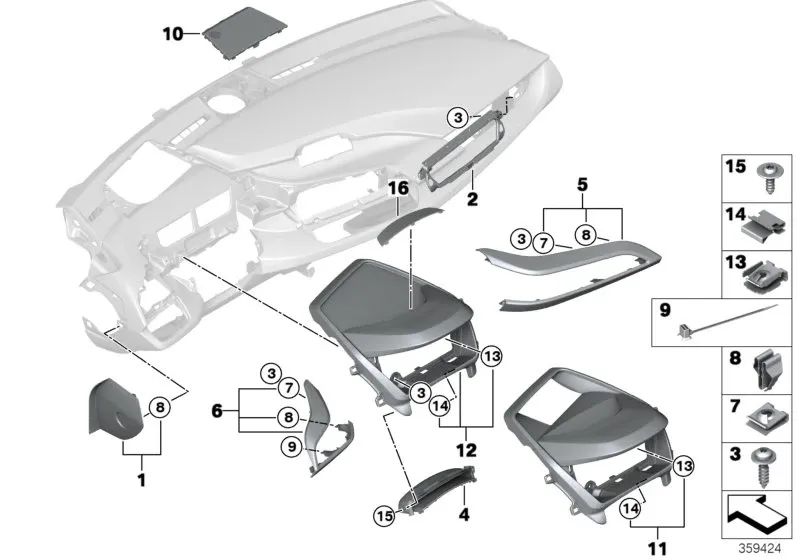 Blende i-tafel links äußerlich für BMW I12, I12N, I15 (OEM 51459295693). Original BMW.