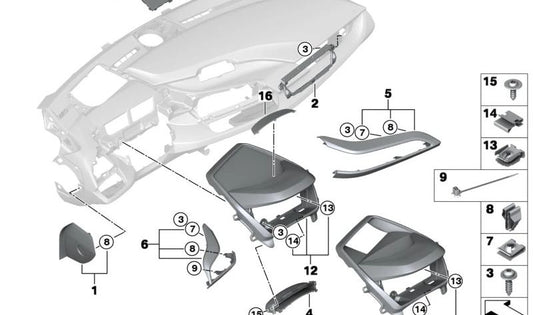 Embellecedor Head-Up Display OEM 51459291213 para BMW I12 e I15 {i8 Coupé, i8 Roadster}. Pieza original BMW.