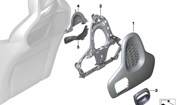 Panel trasero derecho OEM 52107403812 para MINI F56 (todos los modelos Cooper y variantes entre 2013 y 2024). Pieza original MINI. Ideal para sustituir la tapa trasera interior del asiento delantero.