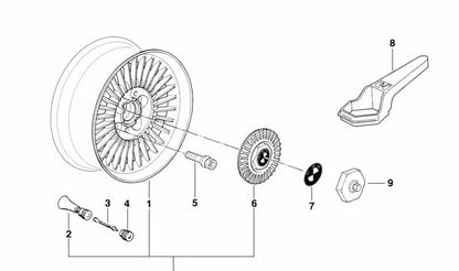 Tapacubos central de llanta OEM 36131180581 para BMW E34 y E32. Original BMW.