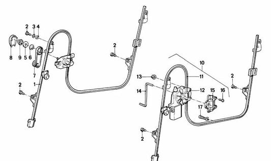 Janelas elétricas traseiras esquerda para BMW 3 E30 Series (OEM 51351911385). BMW original