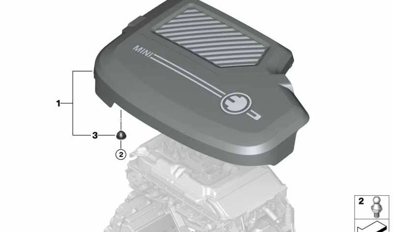 Perno esférico OEM 11149846076 para MINI F56 BEV, F56 BEV LCI, F57 Cabrio BEV. Original MINI.