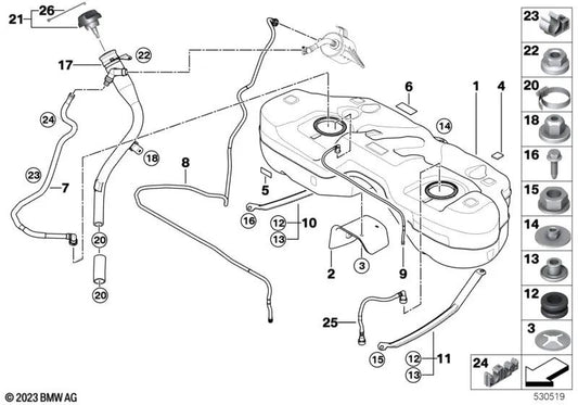 Shock absorber strip for BMW E83, E83N (OEM 16116762019). Original BMW