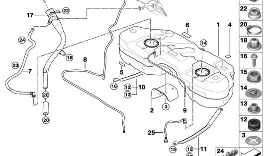 Fuel filler pipe OEM 16117188668 for BMW E83 (X3). Original BMW.