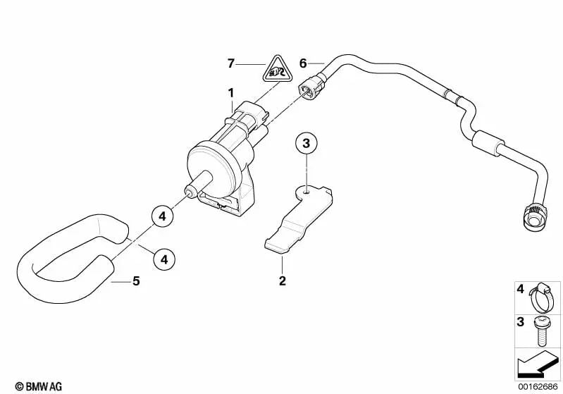 Hose elbow for BMW E90, E92, E93 (OEM 13907838439). Original BMW