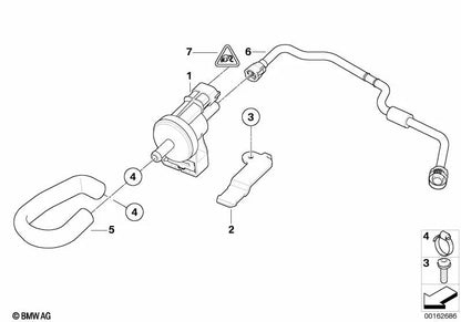 Hose elbow for BMW E90, E92, E93 (OEM 13907838439). Original BMW