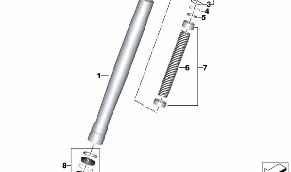 Tubo vertical dorado delantero OEM 31429467894 para BMW Motorrad F 900 XR (K84) y más. Original BMW Motorrad.