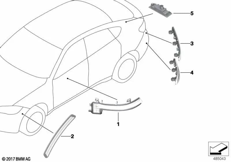 Réflecteur arrière gauche pour BMW F39 (OEM 63147420769). BMW d'origine