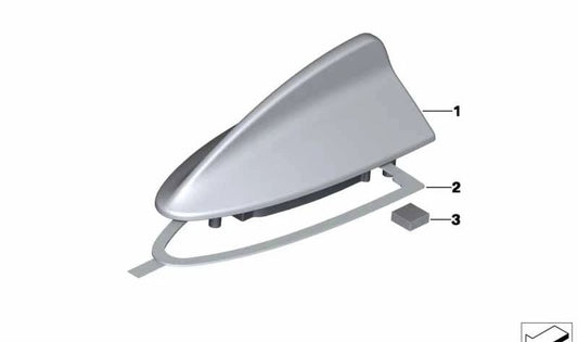 Antena de techo Tel./Navi./Sat. OEM 65203454170 para BMW E83. Compatible con navegación, teléfono y satélite. Acabado imprimado lista para pintar. Original BMW.
