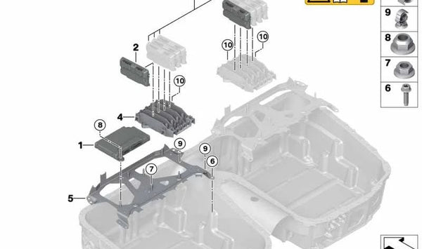 Módulo de control batería (Zellüberwachungselektronik) OEM 61279896980 para BMW G38 y G38N. Componente original del sistema de gestión de batería de alto voltaje. Original BMW.