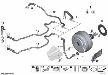 Tuyau à vide pour BMW E90, E91 (OEM 34336769624). BMW d'origine.