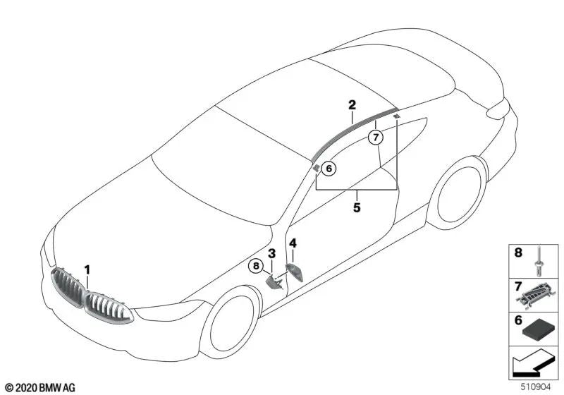Blende Conducto de Aire Pared Lateral Derecha para BMW G14, G15, G16 (OEM 51137933444). Original BMW.