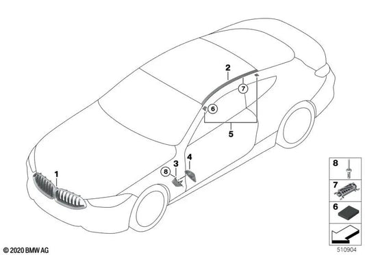 Blende Conducto de Aire Pared Lateral Derecha para BMW G14, G15, G16 (OEM 51137933444). Original BMW.