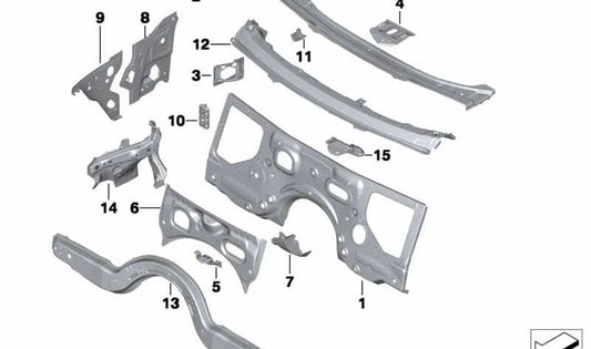 Refuerzo soporte traviesa izquierda OEM 41137204069 para BMW F10, F10N, F11, F11N, F18, F18N, F06, F06N, F12, F12N, F13, F13N, F01, F01N, F02, F02N, F04. Original BMW.