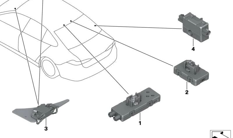 Antenna amplifier for BMW 5 Series G60, 7 Series G70 (OEM 65205A5F0A5). Genuine BMW.