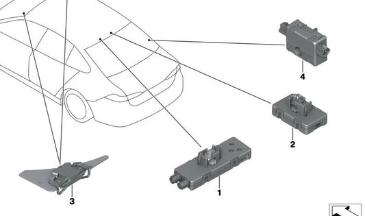 Antenna amplifier for BMW 5 Series G60, 7 Series G70 (OEM 65205A5F0A5). Genuine BMW.