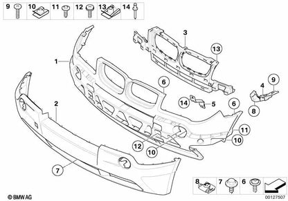 Inserisci il paraurti anteriore centrale per BMW X3 E83 (OEM 51113400898). BMW originale