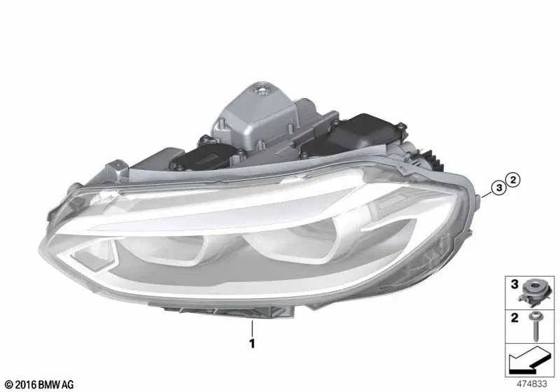 Rechte Halogen -Scheinwerfer für die BMW 1 F52 -Serie (OEM 63117379912). Original BMW