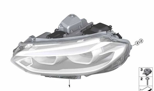 Faro derecho LED OEM 63117466504 para BMW Serie 1 F52 {118i, 120i, 125i} (2017–2019). Pieza original BMW.