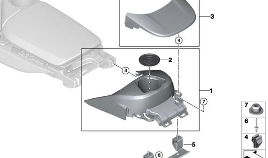 Alfombrilla interior para portavasos OEM 51169227894 para BMW F20, F21, F22, F23, F87, F30, F31, F34, F80, F32, F33, F36, F82, F83, i3 I01, I12, I15. Original BMW.