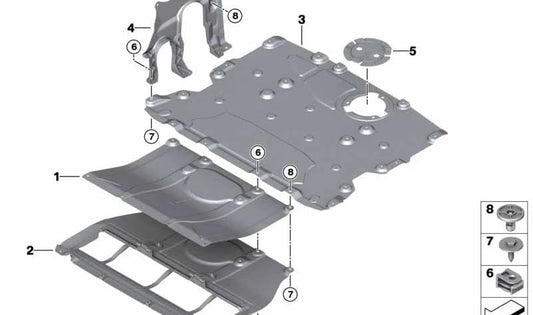 Rear engine compartment protection for various BMW models/series (OEM 51757488440). Original BMW