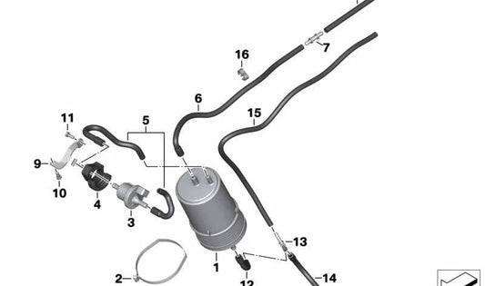 Conducto de tubo flexible OEM 16138532273 para motos BMW F 700 GS, F 800 GS, F 800 GS Adventure. Original BMW Motorrad.