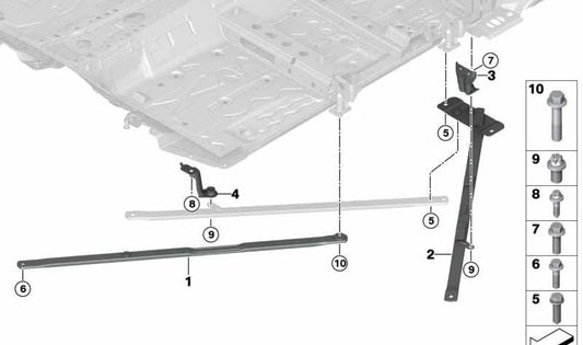 Soporte de tirante de torsión trasero izquierdo OEM 51617380267 para MINI Cabrio F57, F67, F57 LCI... y más. Original MINI.