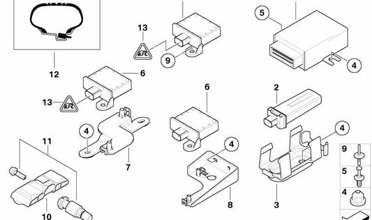 Front RDC activation transmitter bracket for BMW Z4 E85, E86 (OEM 36206774886). Original BMW