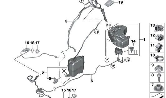Sistema de llenado SCR OEM 16197390672 para BMW X3 (G01, G01N) y X4 (G02, G02N). Original BMW.