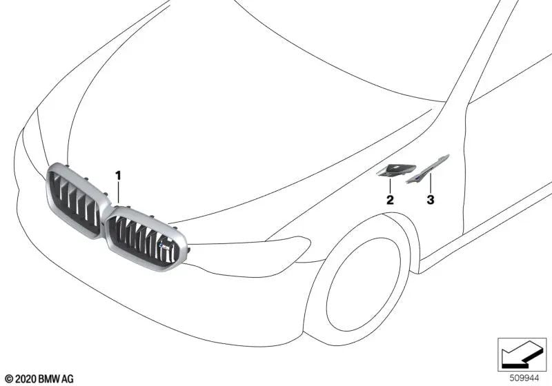 Tampa do duto de ar, parede lateral esquerda para BMW F90, F90N (OEM 51138063205). BMW originais.