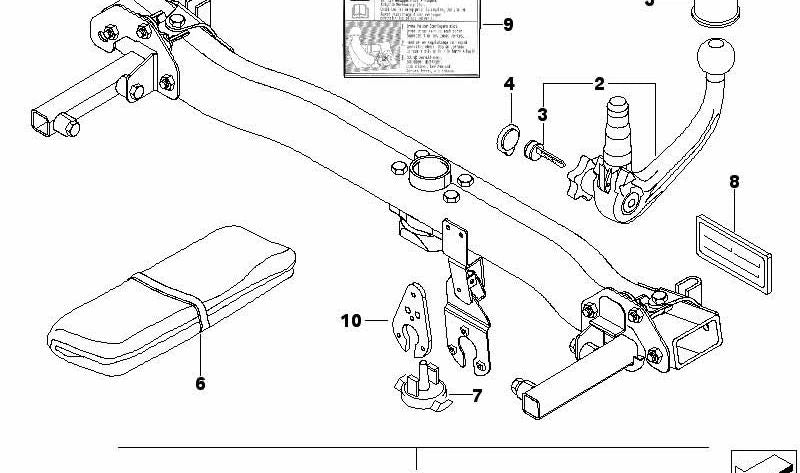 Bola de remolque desmontable OEM 71606767777 para BMW E46 {316ti, 318ti, 320td}. Original BMW.