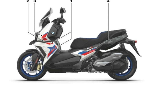 Decorative right side cover OEM 51147914812 for BMW Motorrad F750gs, F850gs, F850gs Adventure. Original BMW Motorrad piece.