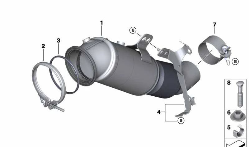 Soporte catalizador cercano al motor OEM 18327643154 para BMW G30, G31, G32, G11, G12, G01, G02. Original BMW.